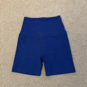 Beyond Yoga Women's Sz XS Space Dye Blue High Waisted 5” In Bike Shorts
